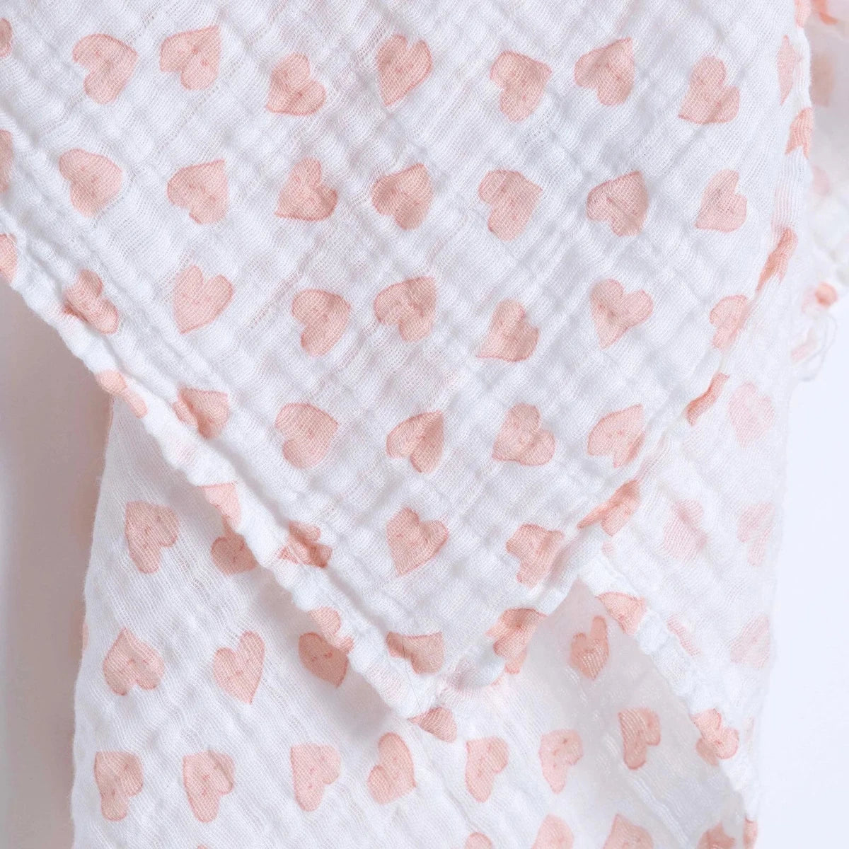 Little Dreams Heart Print Muslin Baby Blanket (100 x 110 cm) White - ebebek