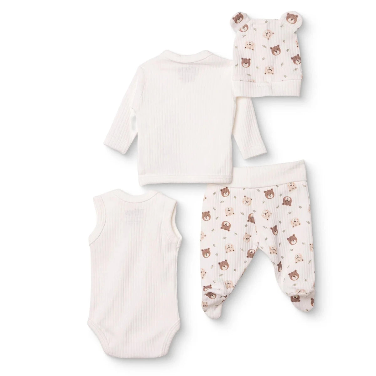 Tiffany 4 Piece Bear Print Premature Baby Hospital Bag Set Ecru - ebebek