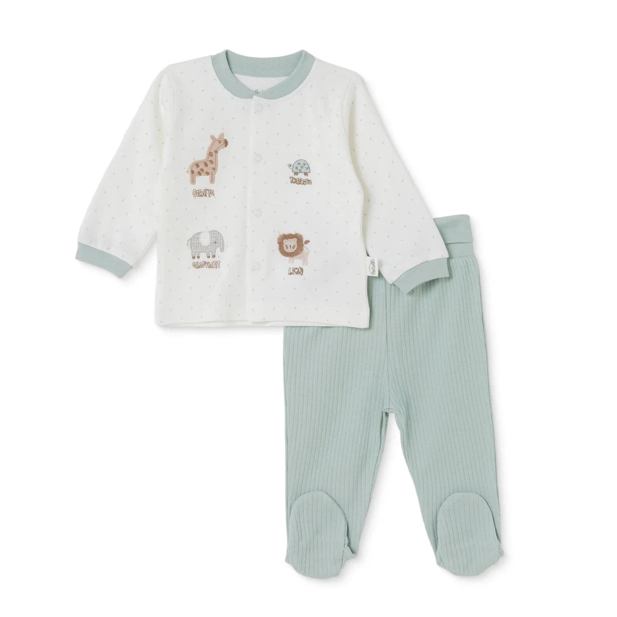 Bebetto Animal Print Baby Cardigan & Footed Leggings (Newborn to 6-9 Months) Multicolour - ebebek