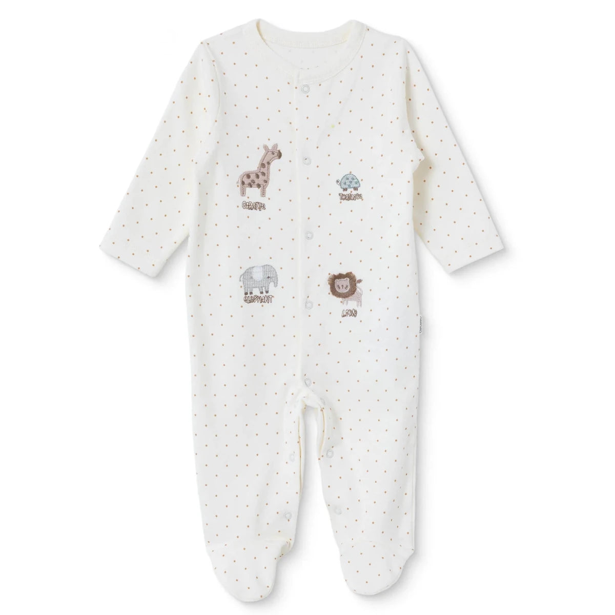 Bebetto Crew Neck Long Sleeve Baby Sleepsuit with Feet (Newborn to 6-9 Months) Beige - ebebek