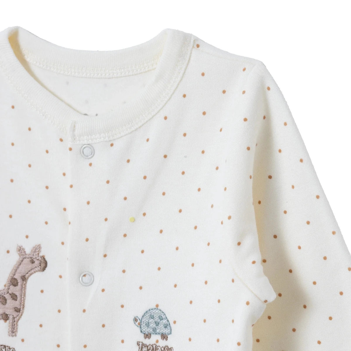 Bebetto Crew Neck Long Sleeve Baby Sleepsuit with Feet (Newborn to 6-9 Months) Beige - ebebek