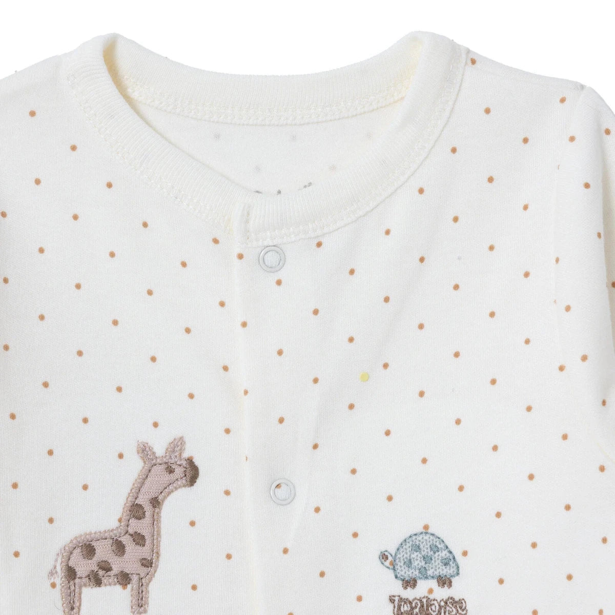 Bebetto Crew Neck Long Sleeve Baby Sleepsuit with Feet (Newborn to 6-9 Months) Beige - ebebek