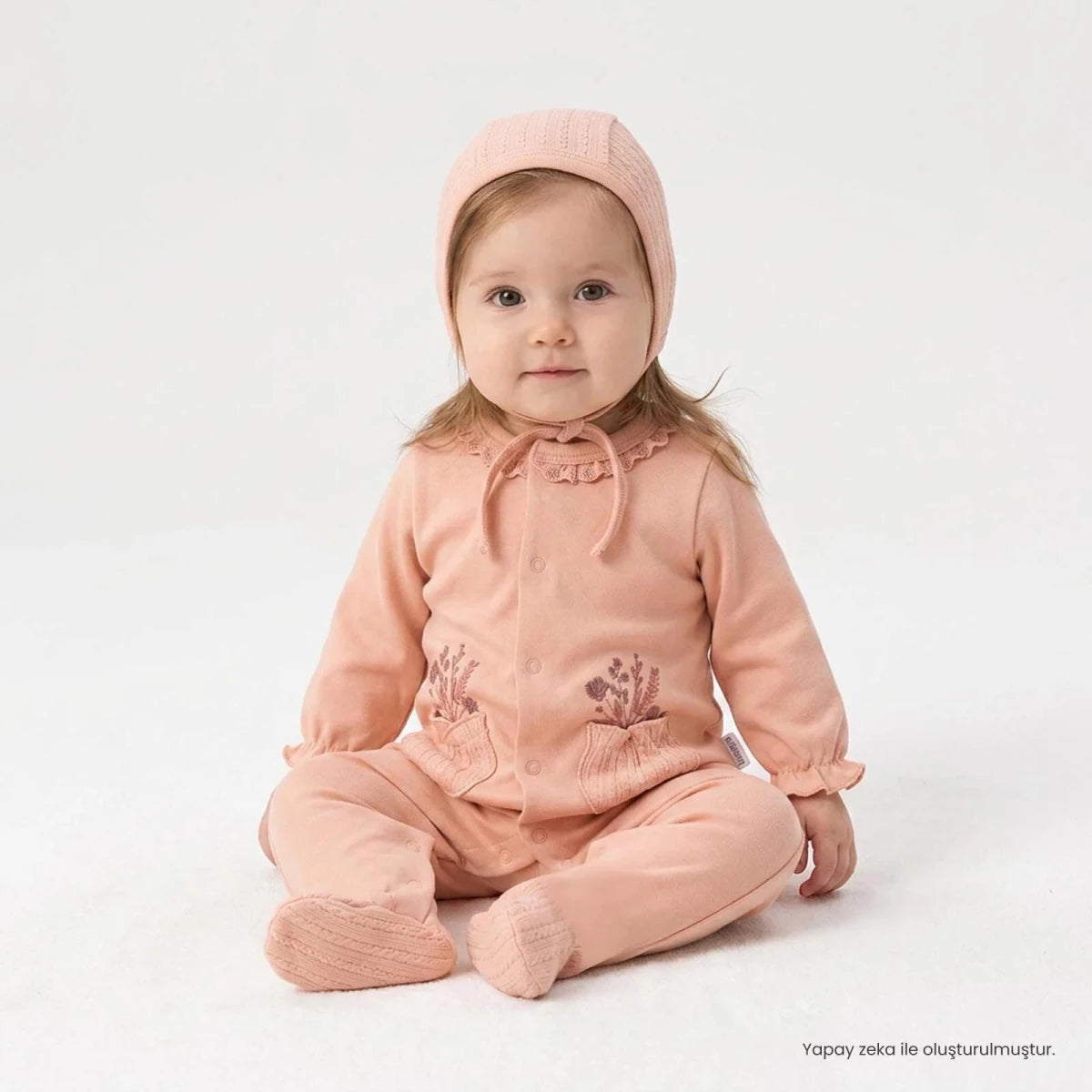 Bebetto 2 Piece Lace Collar Special Occasion Baby Outfit (Newborn to 6-9 Months) Salmon - ebebek