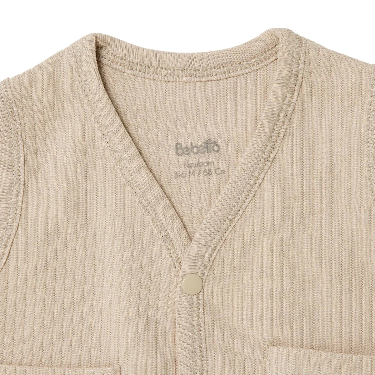 Bebetto Buttoned Pocket V Neck Animal Print Baby Gilet (1-3 Months to 12 Months) Beige - ebebek