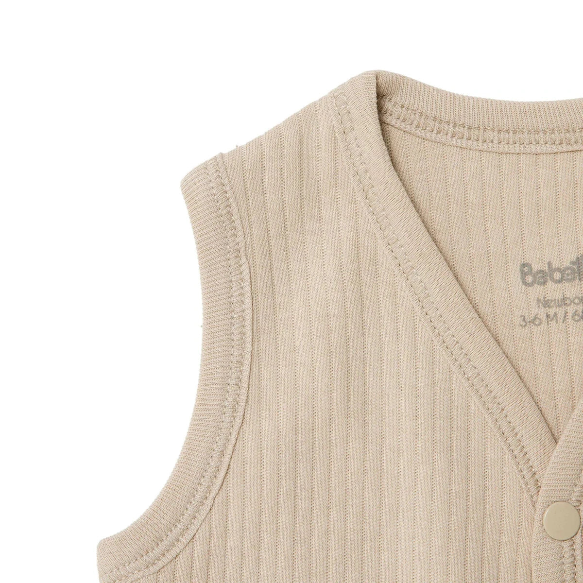Bebetto Buttoned Pocket V Neck Animal Print Baby Gilet (1-3 Months to 12 Months) Beige - ebebek