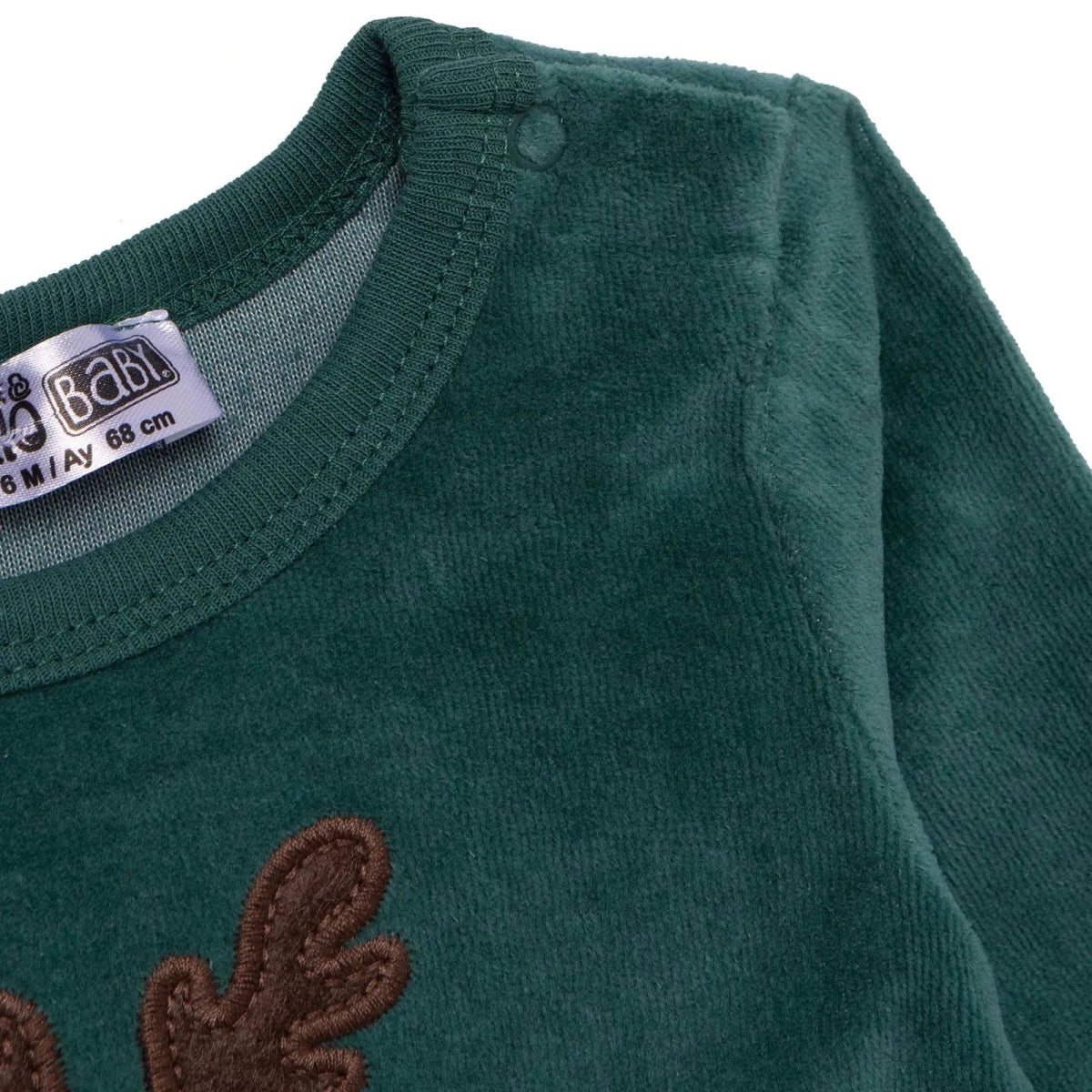 HelloBaby Reindeer Long Sleeve Velour Baby Bodysuit (1-3 Months to 2-3 Years) - Green Green - ebebek