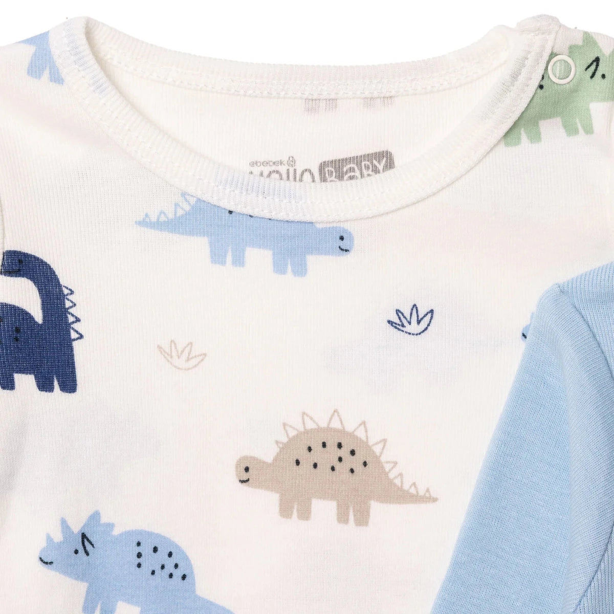HelloBaby 2 Pack Dinosaur Print Long Sleeve Baby Bodysuits (1-3 Months to 2-3 Years) Light Blue - ebebek