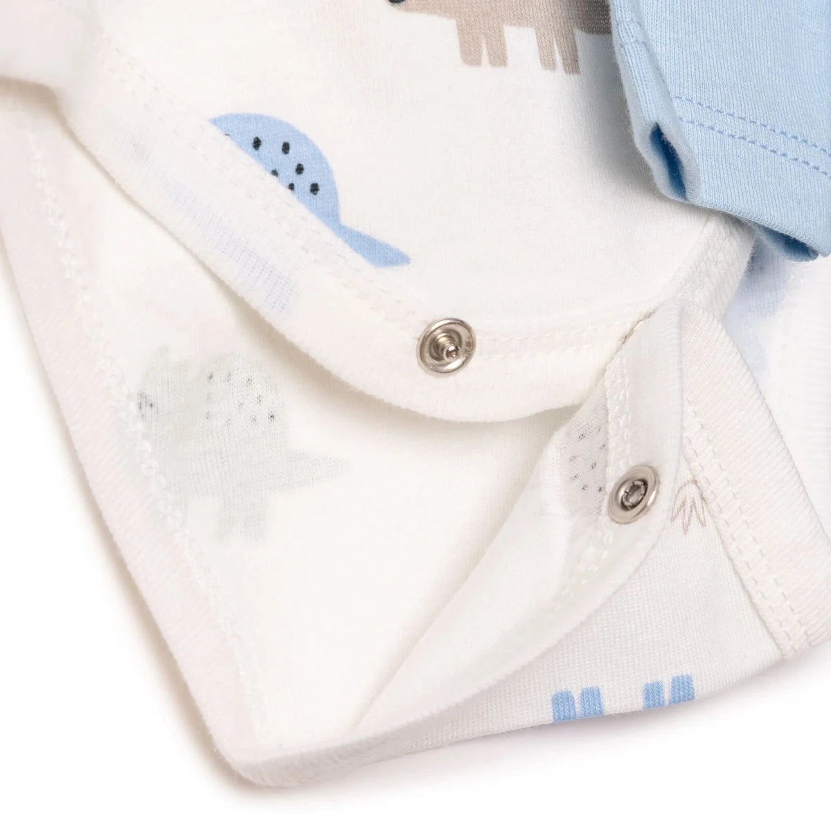 HelloBaby 2 Pack Dinosaur Print Long Sleeve Baby Bodysuits (1-3 Months to 2-3 Years) Light Blue - ebebek
