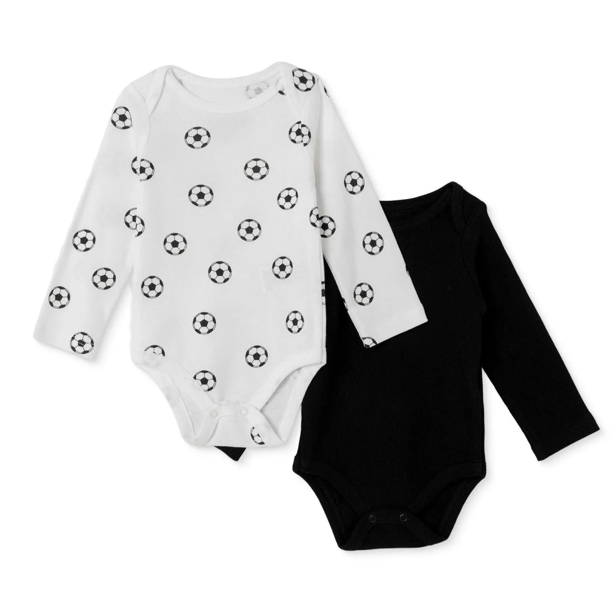 HelloBaby 2 Pack Ball Print Long Sleeve Baby Bodysuits (1-3 Months to 2-3 Years) Anthracite - ebebek