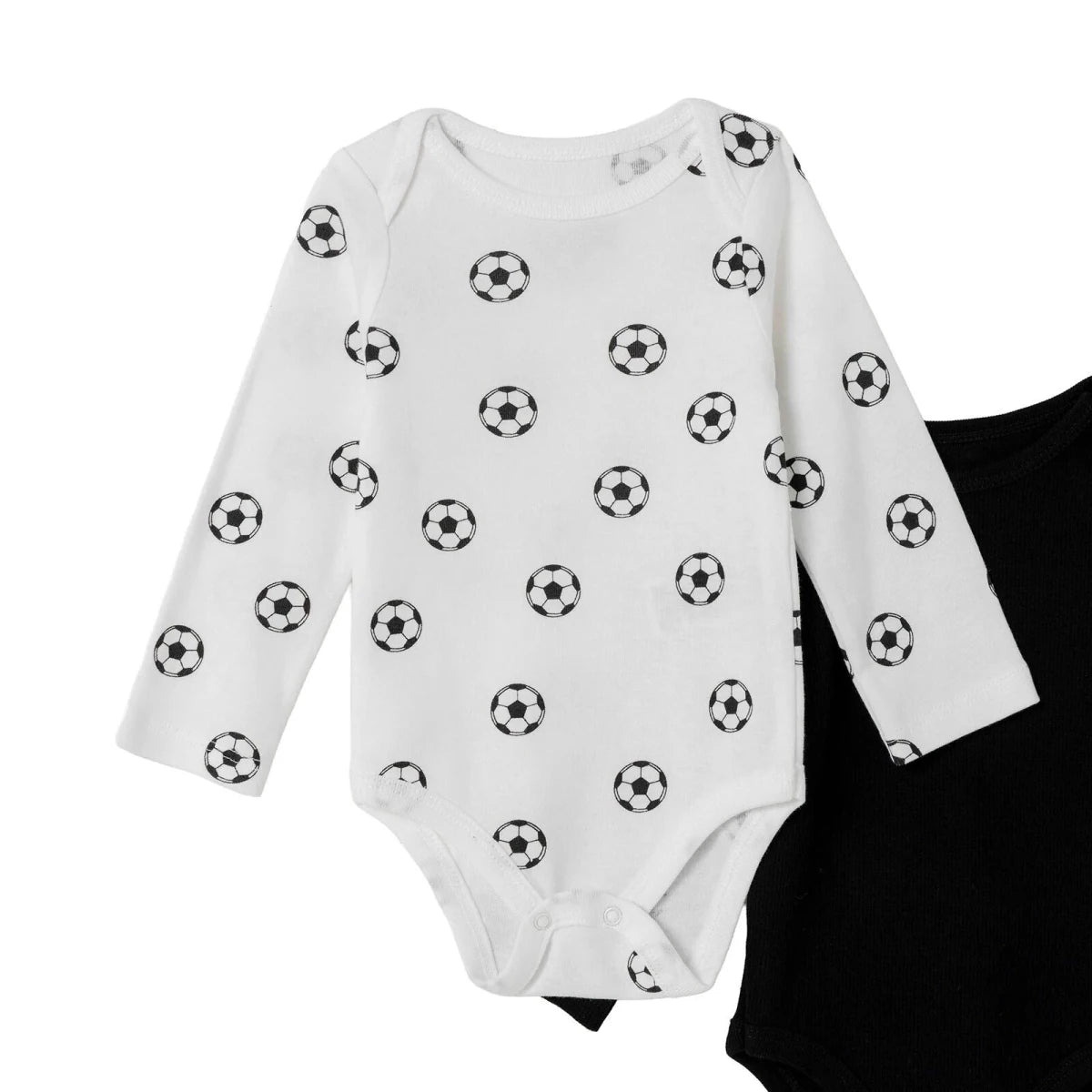HelloBaby 2 Pack Ball Print Long Sleeve Baby Bodysuits (1-3 Months to 2-3 Years) Anthracite - ebebek