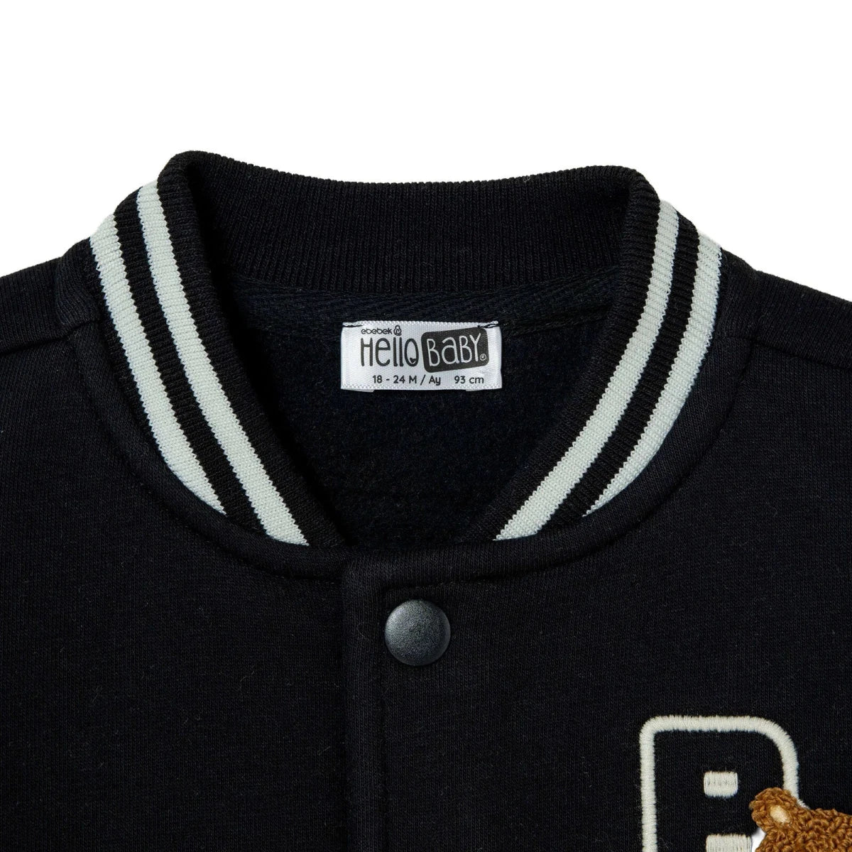 HelloBaby Bear Print Varsity Baby Jacket (6-9 Months to 4-5 Years) Black - ebebek