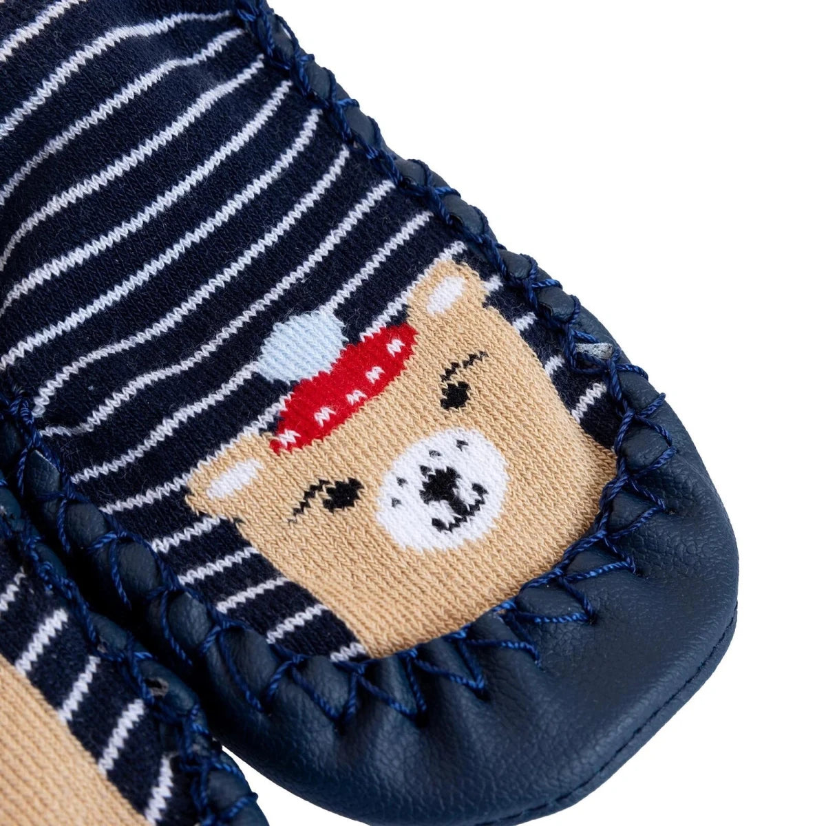 HelloBaby Bear in Hat Print Slipper Baby Socks Navy Blue - ebebek