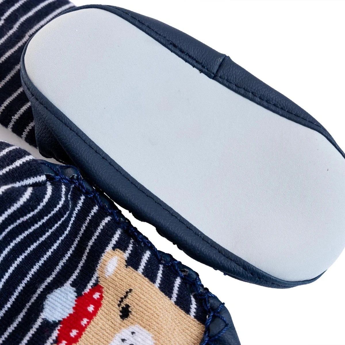 HelloBaby Bear in Hat Print Slipper Baby Socks Navy Blue - ebebek
