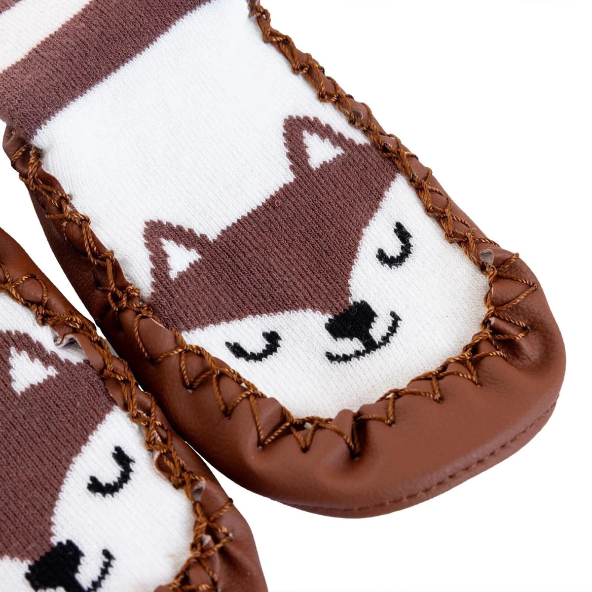 HelloBaby Wolf Print Slipper Baby Socks Brown - ebebek