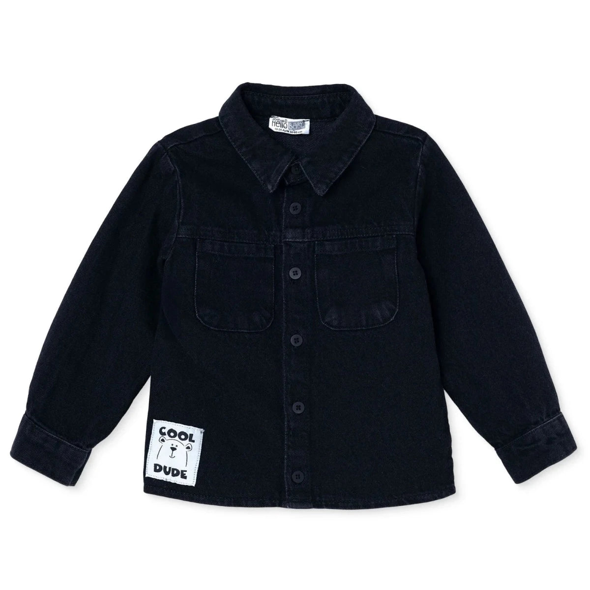 HelloBaby Long Sleeve Denim Baby Shirt (6-9 Months to 2-3 Years) Black - ebebek