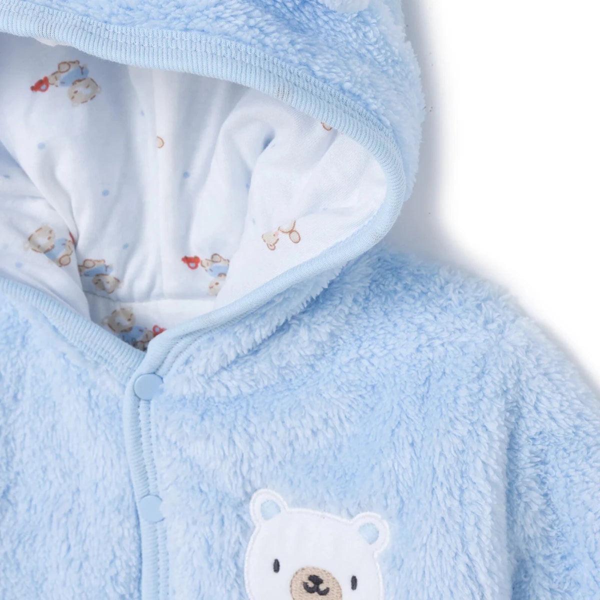 HelloBaby Hooded Animal Print Baby Cardigan (1-3 Months to 12 Months) Blue - ebebek