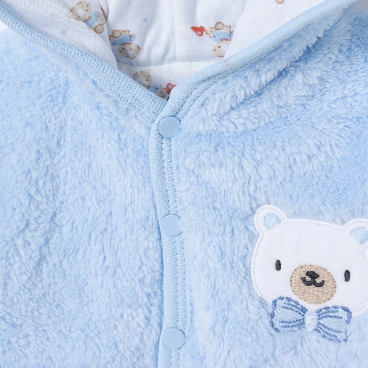 HelloBaby Hooded Animal Print Baby Cardigan (1-3 Months to 12 Months) Blue - ebebek