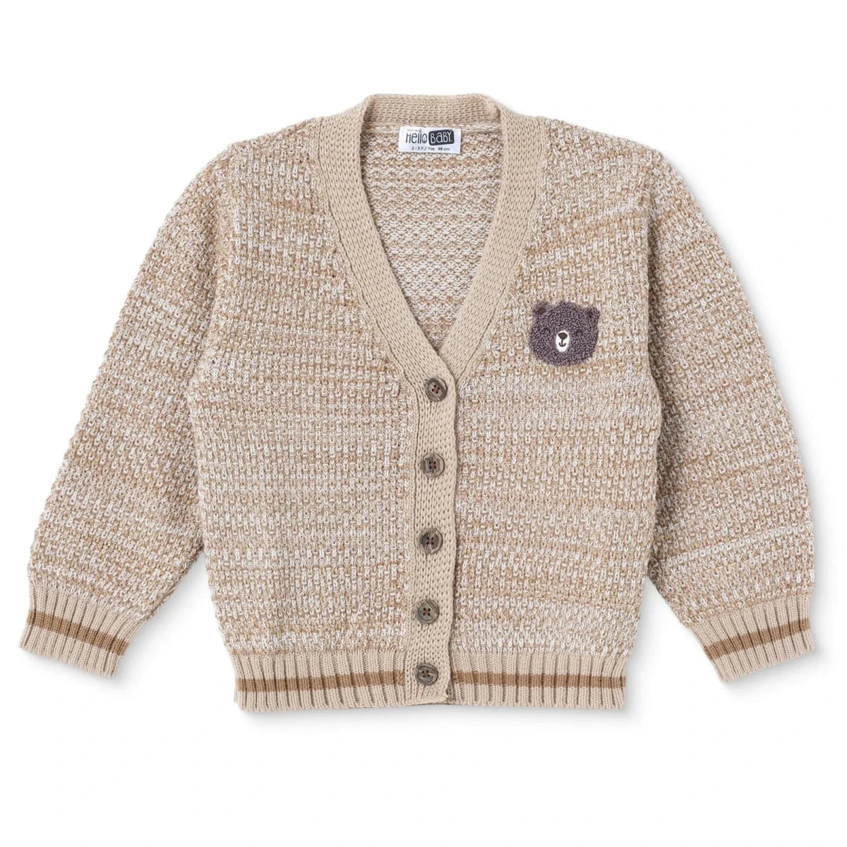 HelloBaby Buttoned V-Neck Knitted Baby Cardigan (6-9 Months to 4-5 Years) Brown - ebebek