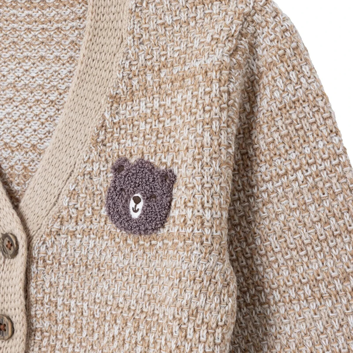 HelloBaby Buttoned V-Neck Knitted Baby Cardigan (6-9 Months to 4-5 Years) Brown - ebebek