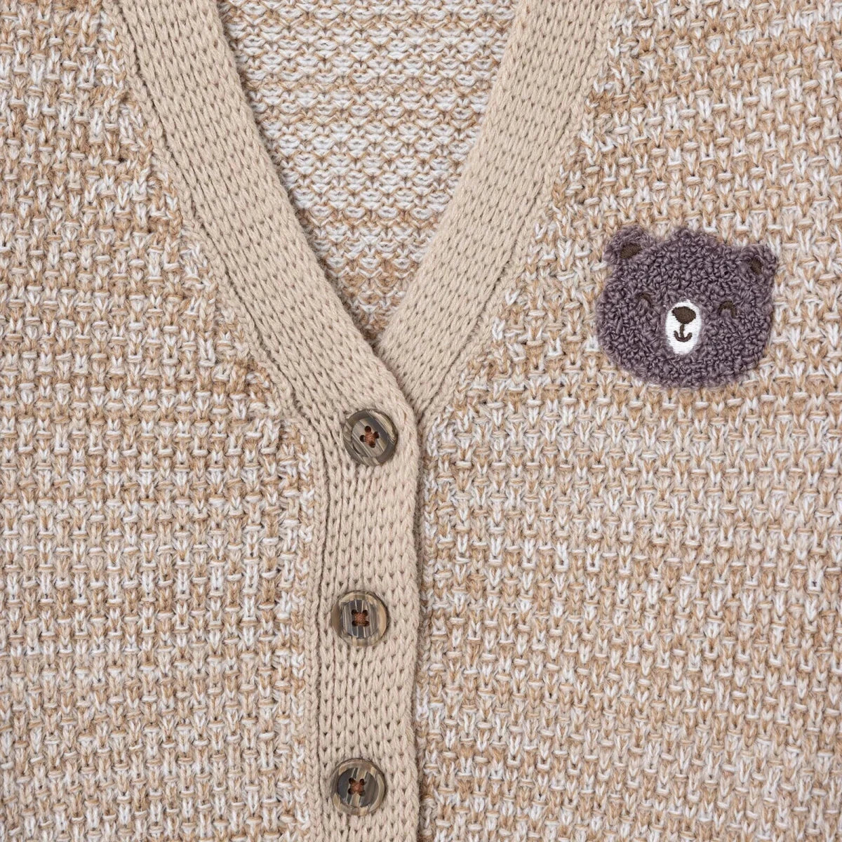 HelloBaby Buttoned V-Neck Knitted Baby Cardigan (6-9 Months to 4-5 Years) Brown - ebebek