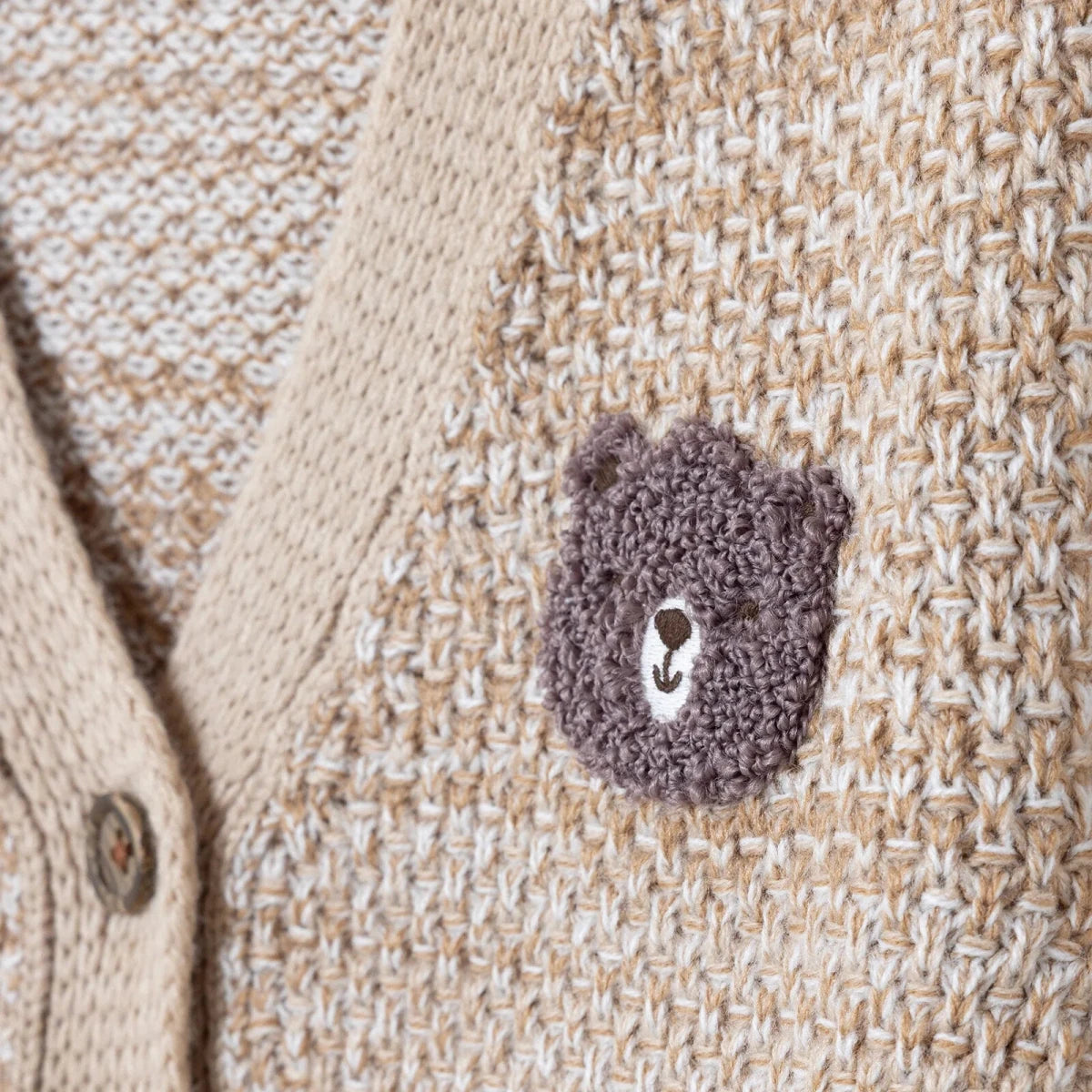 HelloBaby Buttoned V-Neck Knitted Baby Cardigan (6-9 Months to 4-5 Years) Brown - ebebek