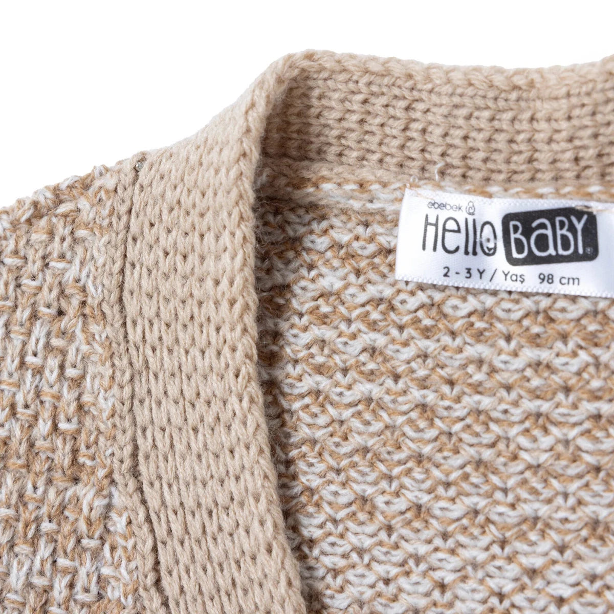 HelloBaby Buttoned V-Neck Knitted Baby Cardigan (6-9 Months to 4-5 Years) Brown - ebebek