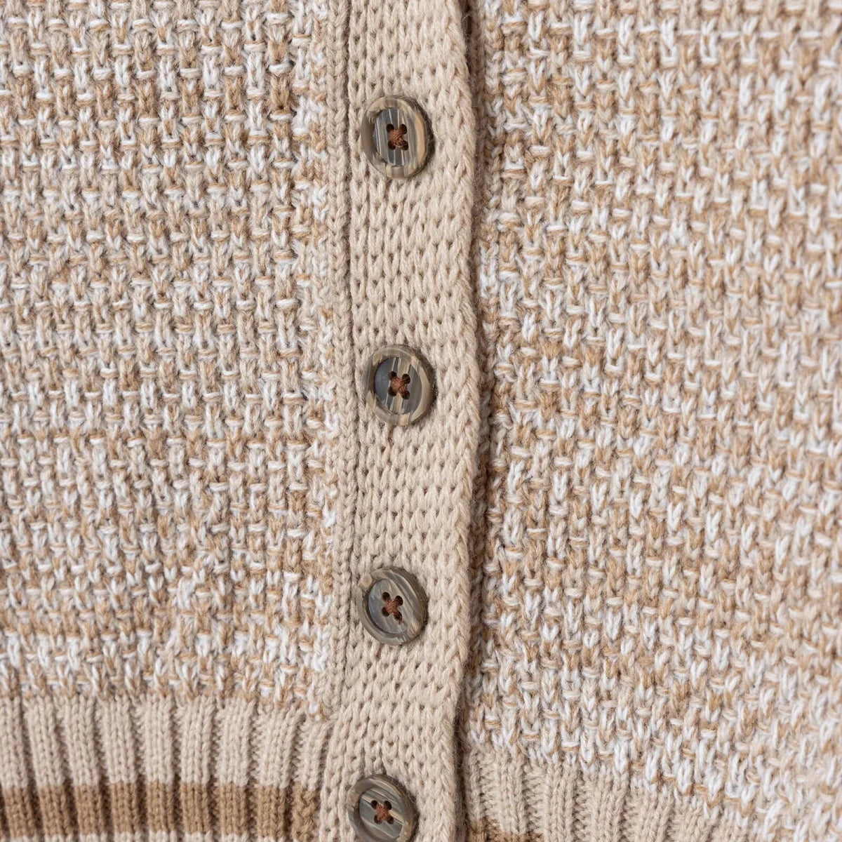 HelloBaby Buttoned V-Neck Knitted Baby Cardigan (6-9 Months to 4-5 Years) Brown - ebebek