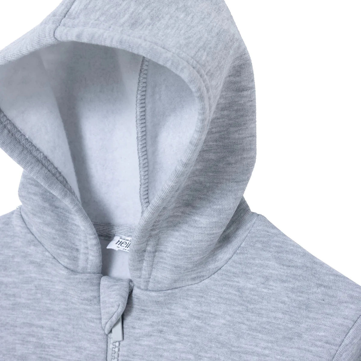 HelloBaby Brushed Back Zip-Through Baby Hoodie with Pockets (6-9 Months to 2-3 Years) Grey Melange - ebebek
