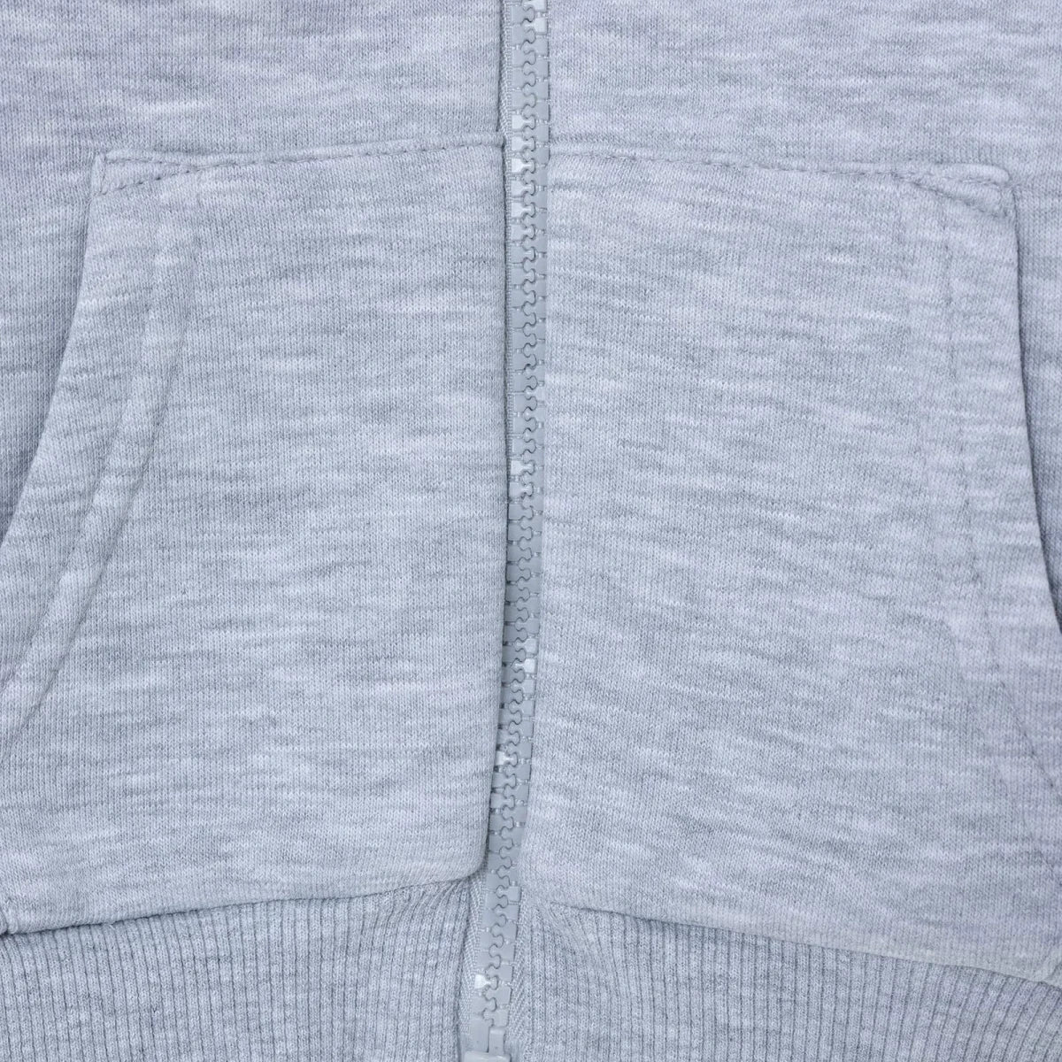 HelloBaby Brushed Back Zip-Through Baby Hoodie with Pockets (6-9 Months to 2-3 Years) Grey Melange - ebebek