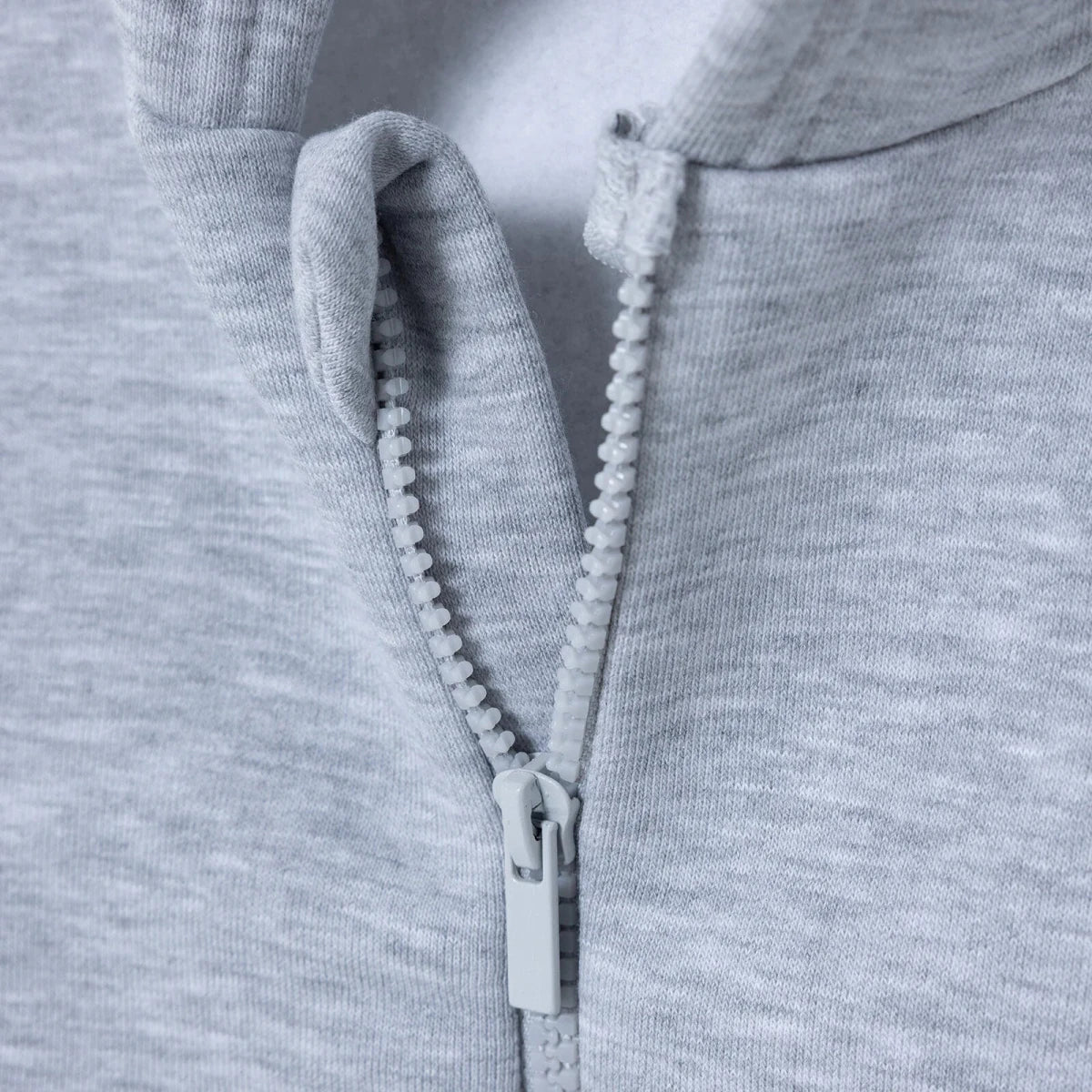 HelloBaby Brushed Back Zip-Through Baby Hoodie with Pockets (6-9 Months to 2-3 Years) Grey Melange - ebebek