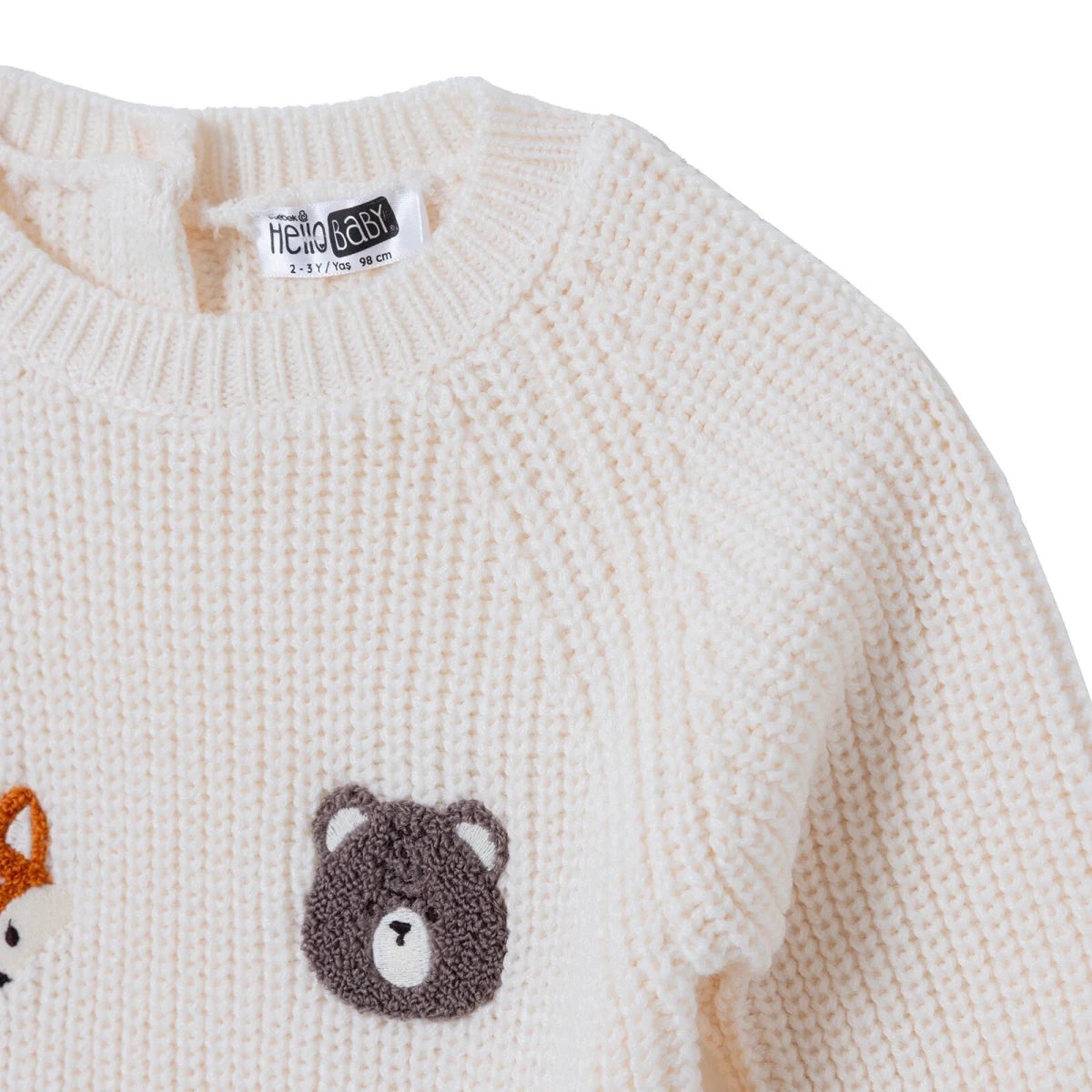 HelloBaby Animal Motif Knitted Baby Jumper (9-12 Months to 3-4 Years) Ecru - ebebek
