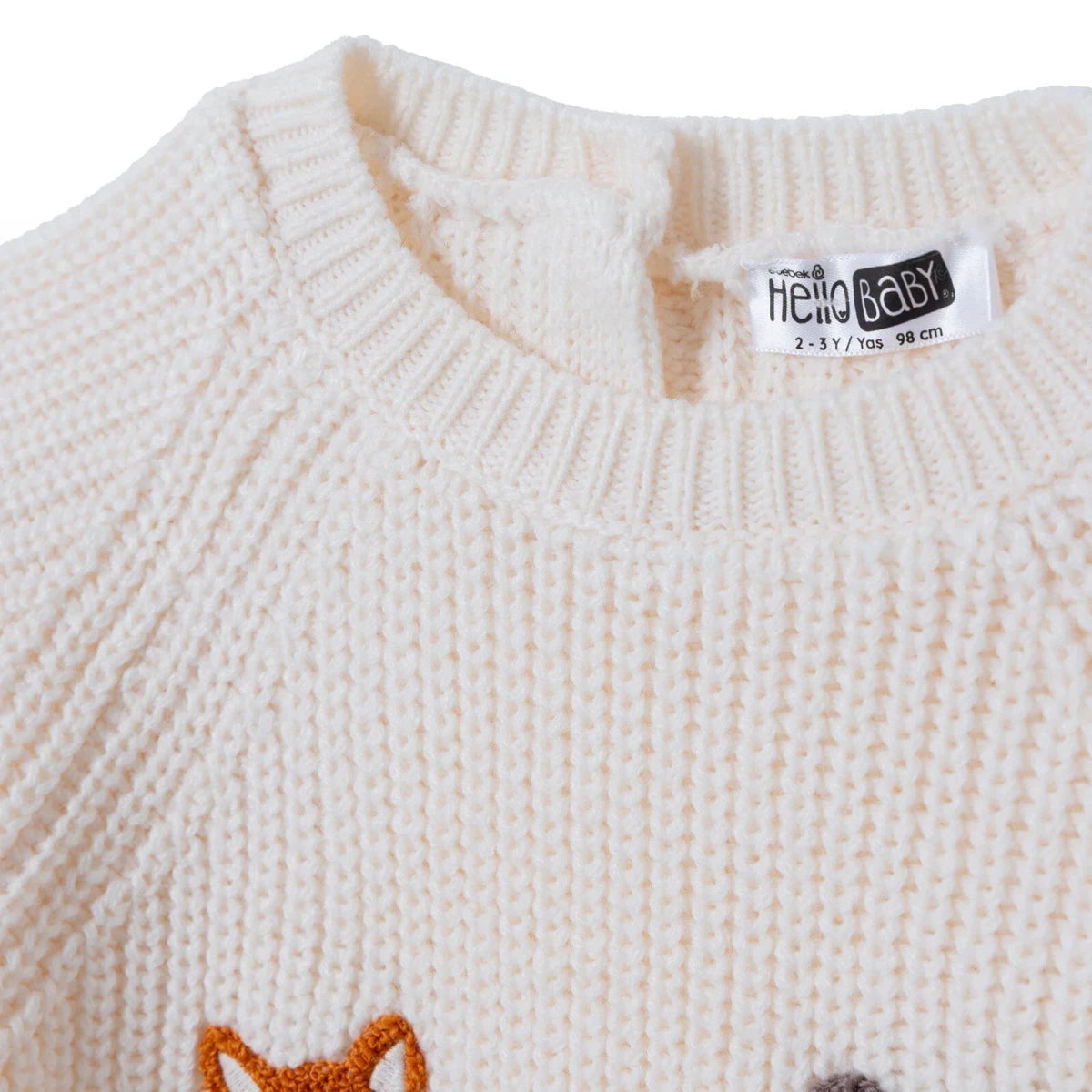 HelloBaby Animal Motif Knitted Baby Jumper (9-12 Months to 3-4 Years) Ecru - ebebek