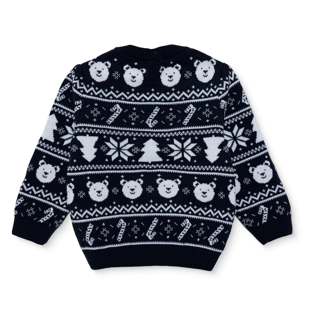 HelloBaby Christmas Motif Buttoned Knitted Baby Jumper (9-12 Months to 3-4 Years) - Navy Blue Navy Blue - ebebek