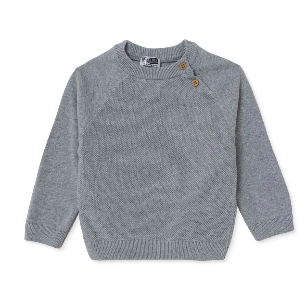 HelloBaby Buttoned Cotton Knitted Baby Jumper (6-9 Months to 3-4 Years) Grey Melange - ebebek
