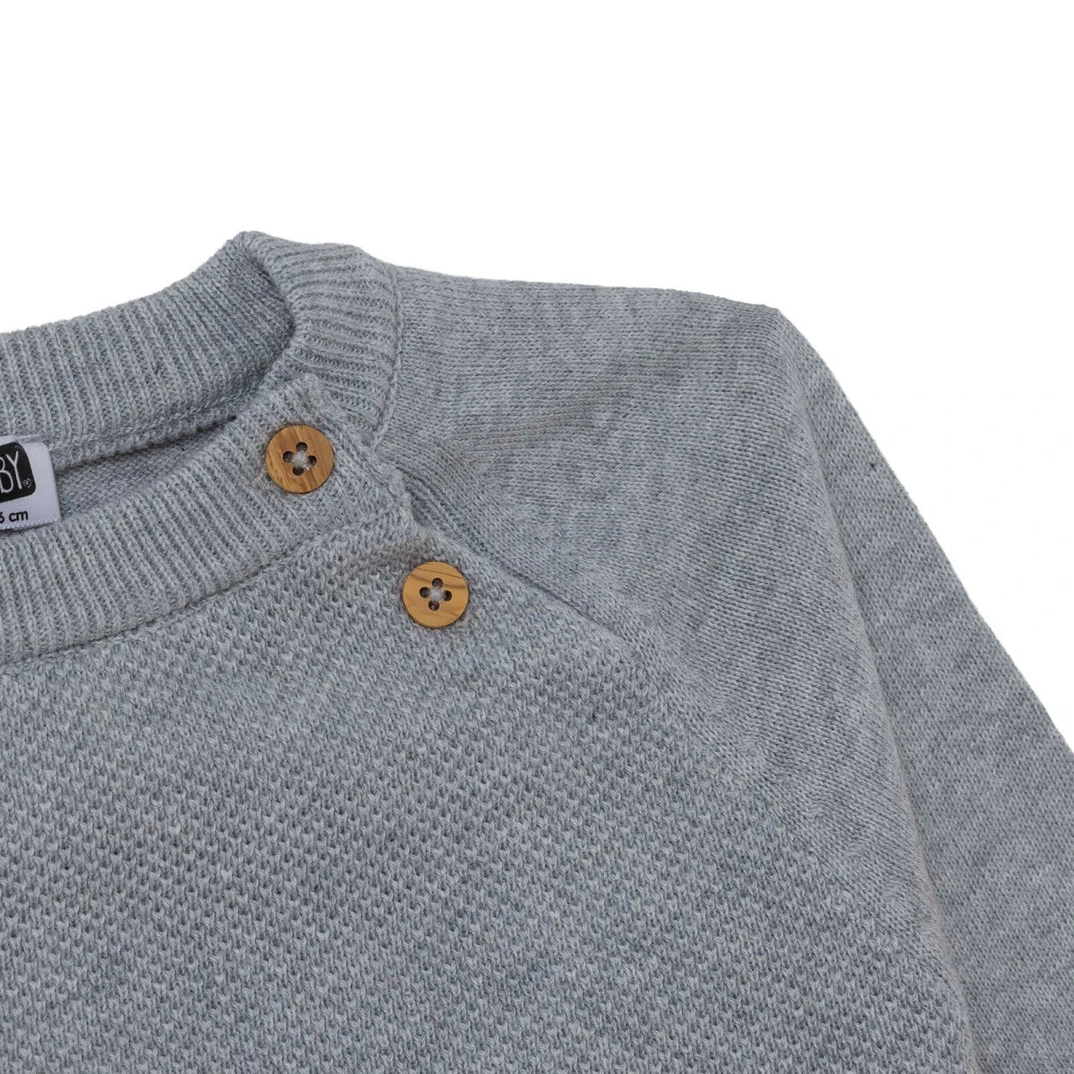 HelloBaby Buttoned Cotton Knitted Baby Jumper (6-9 Months to 3-4 Years) Grey Melange - ebebek