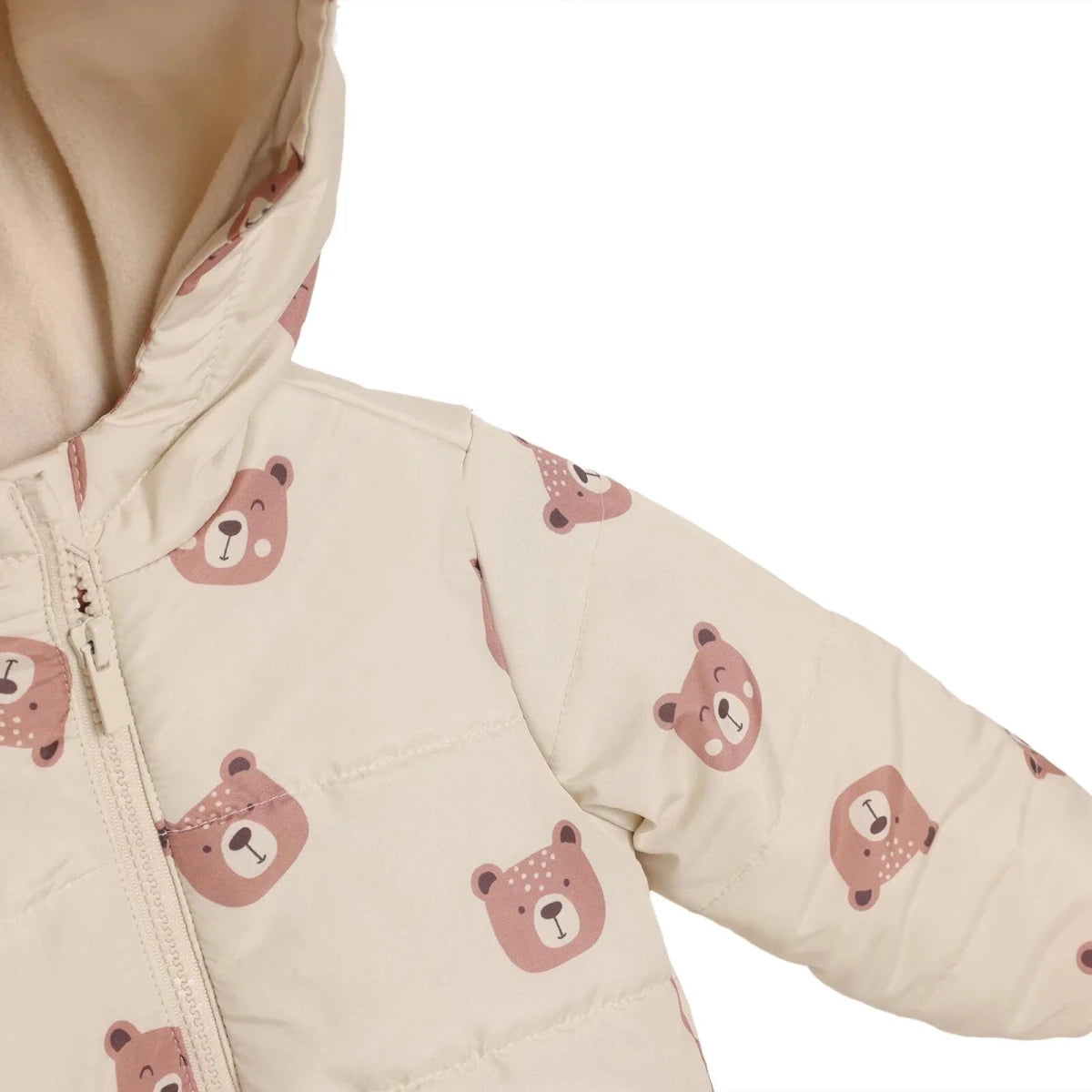 HelloBaby Bear Print Hooded Baby Coat (9-12 Months to 4-5 Years) Ecru Printed - ebebek