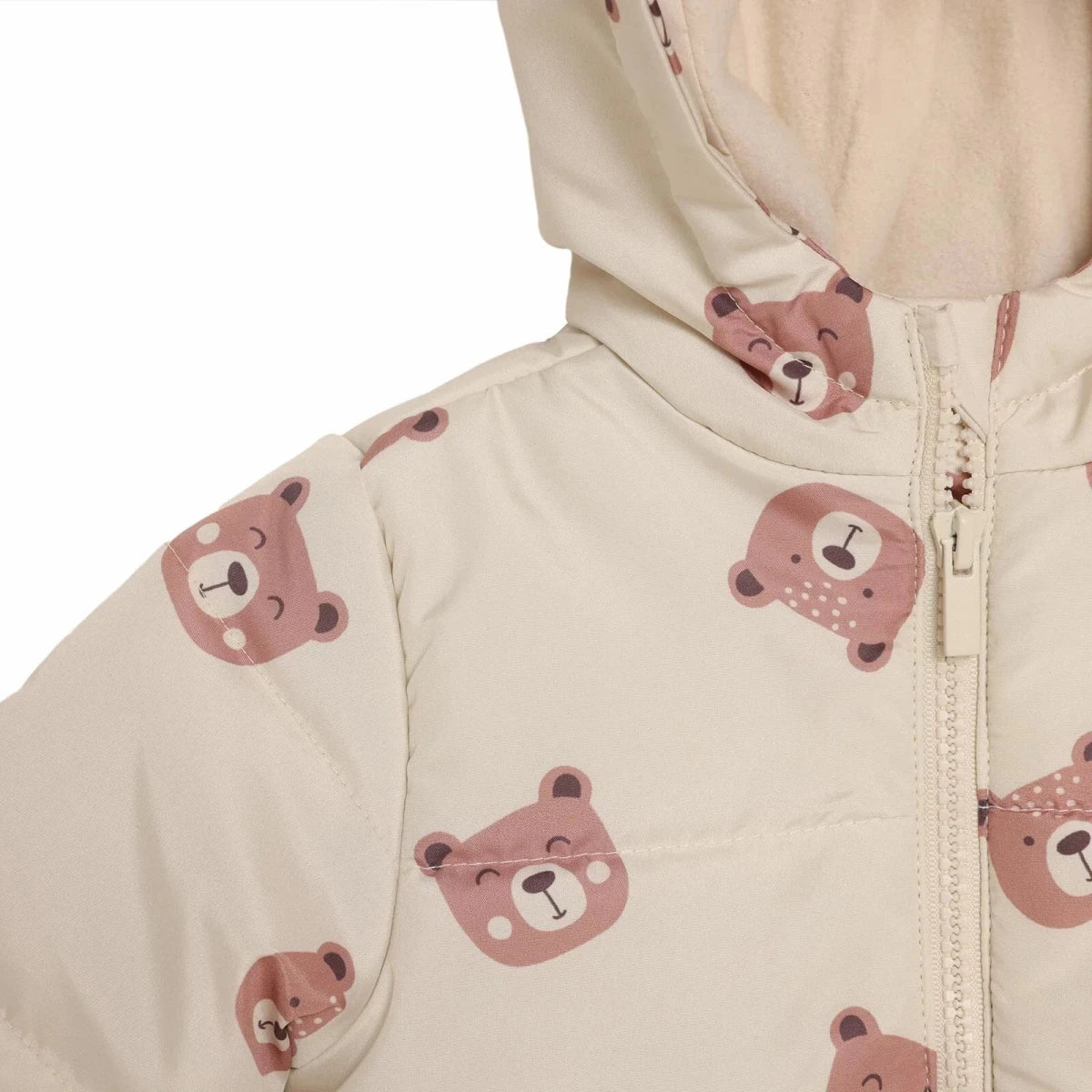 HelloBaby Bear Print Hooded Baby Coat (9-12 Months to 4-5 Years) Ecru Printed - ebebek