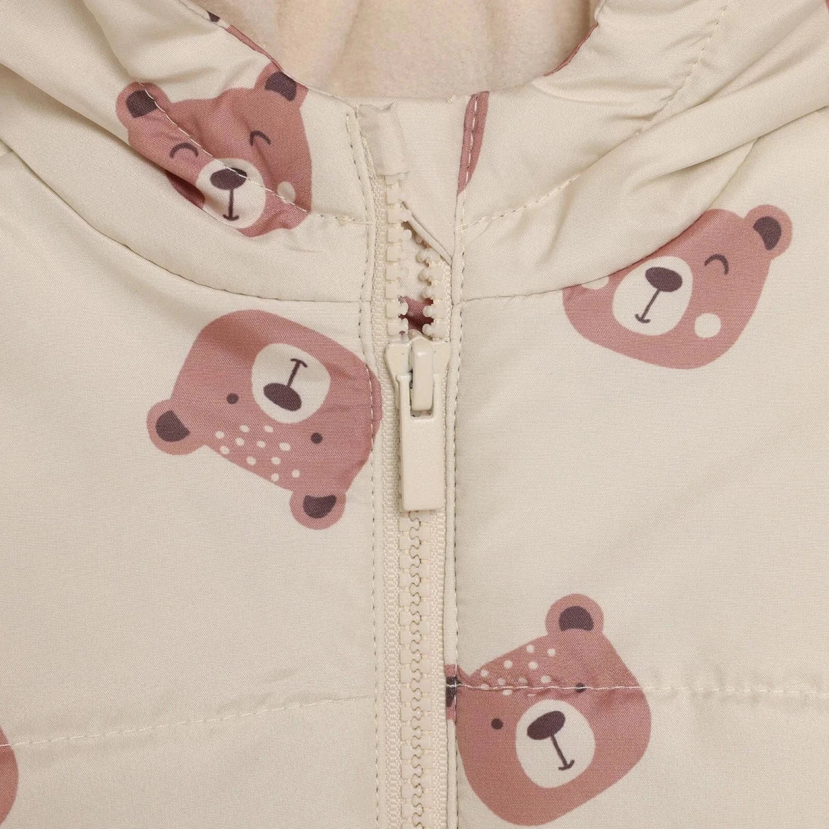 HelloBaby Bear Print Hooded Baby Coat (9-12 Months to 4-5 Years) Ecru Printed - ebebek