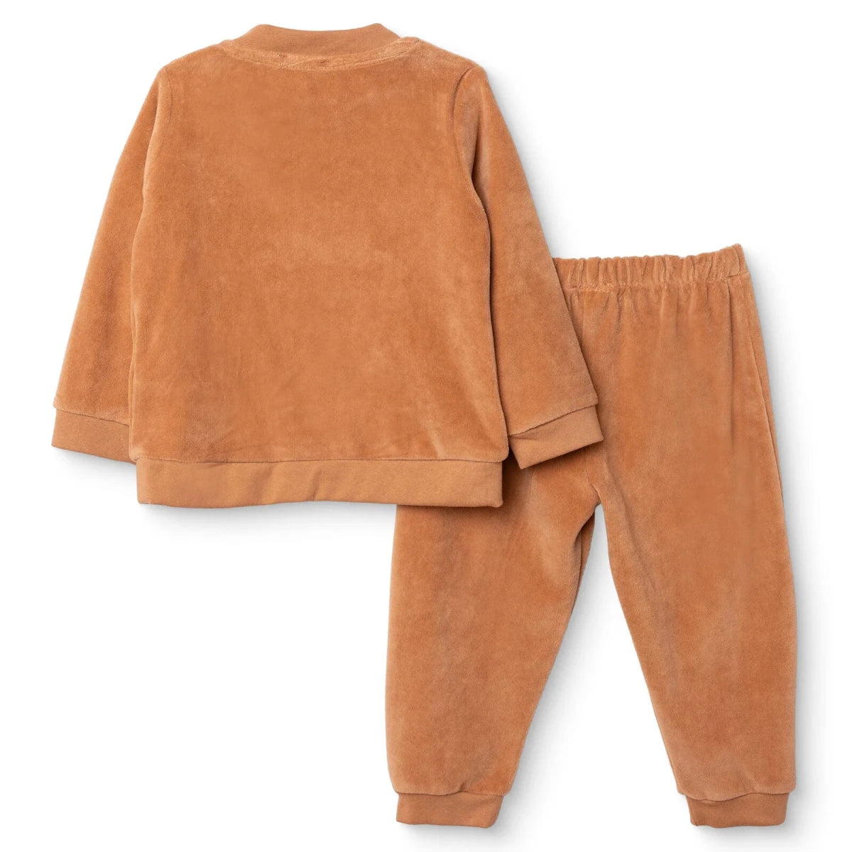 HelloBaby Animal Print Snap Fastening Velour Baby Pyjama Set (3-6 Months to 3-4 Years) Beige - ebebek
