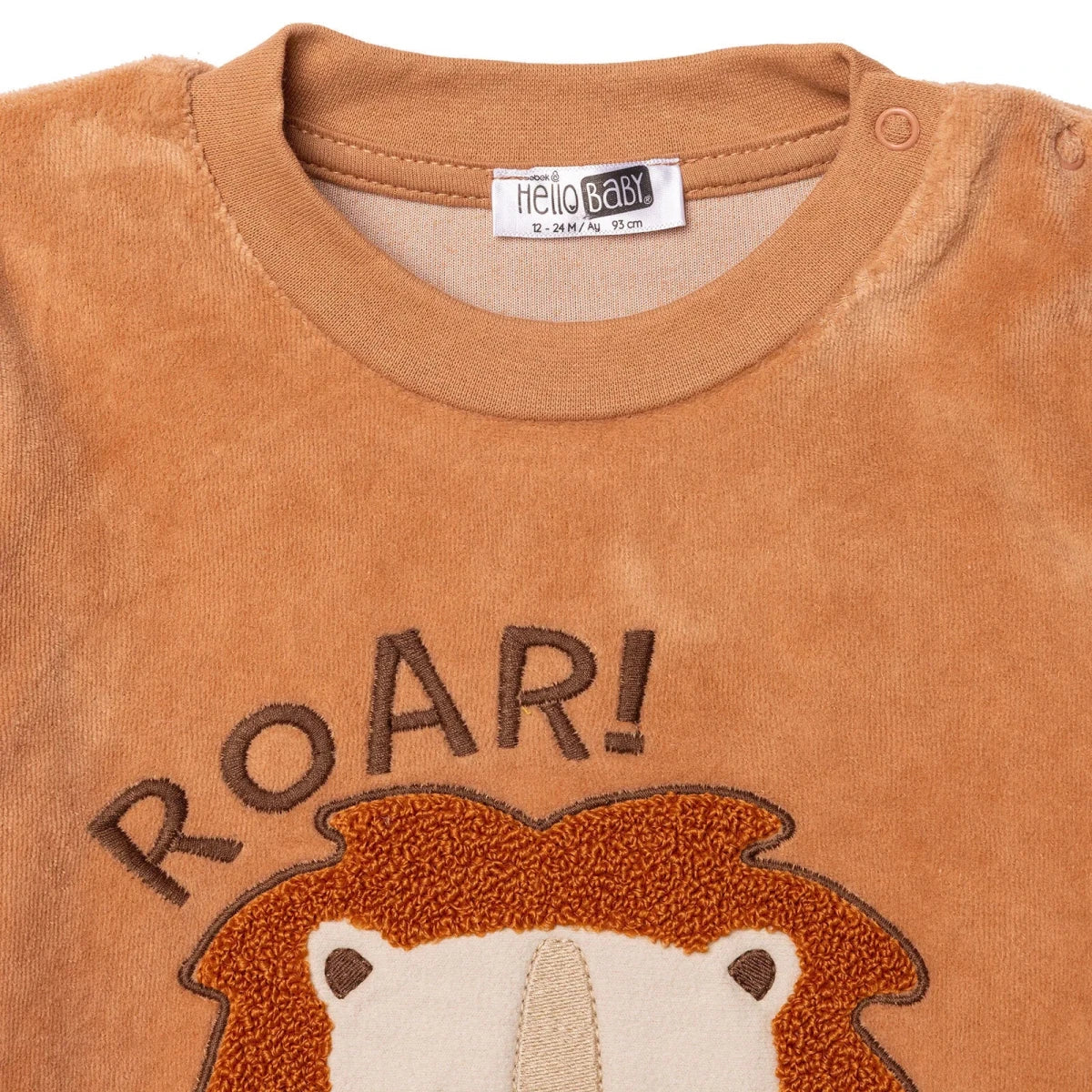 HelloBaby Animal Print Snap Fastening Velour Baby Pyjama Set (3-6 Months to 3-4 Years) Beige - ebebek