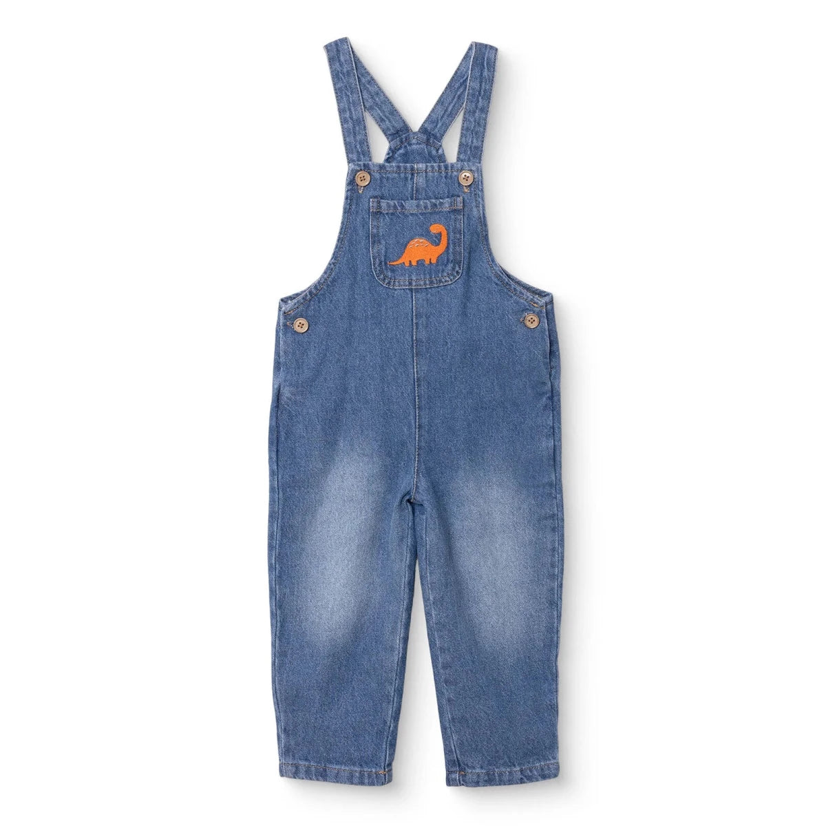 HelloBaby Dinosaur Print Denim Baby Dungarees (3-6 Months to 3-4 Years) Blue - ebebek