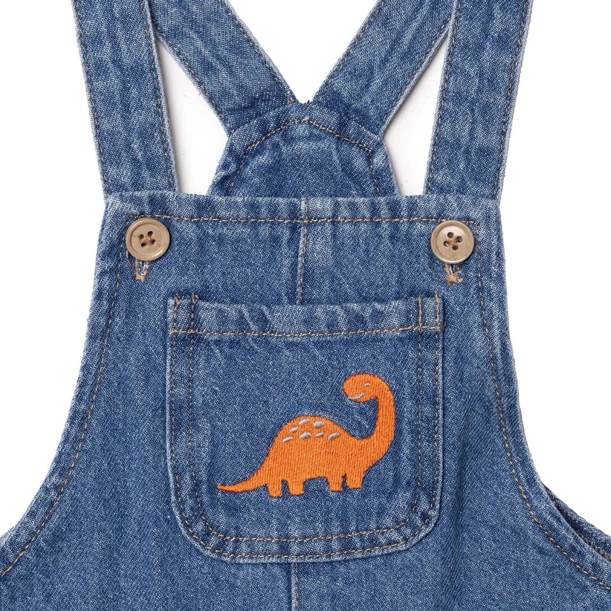 HelloBaby Dinosaur Print Denim Baby Dungarees (3-6 Months to 3-4 Years) Blue - ebebek