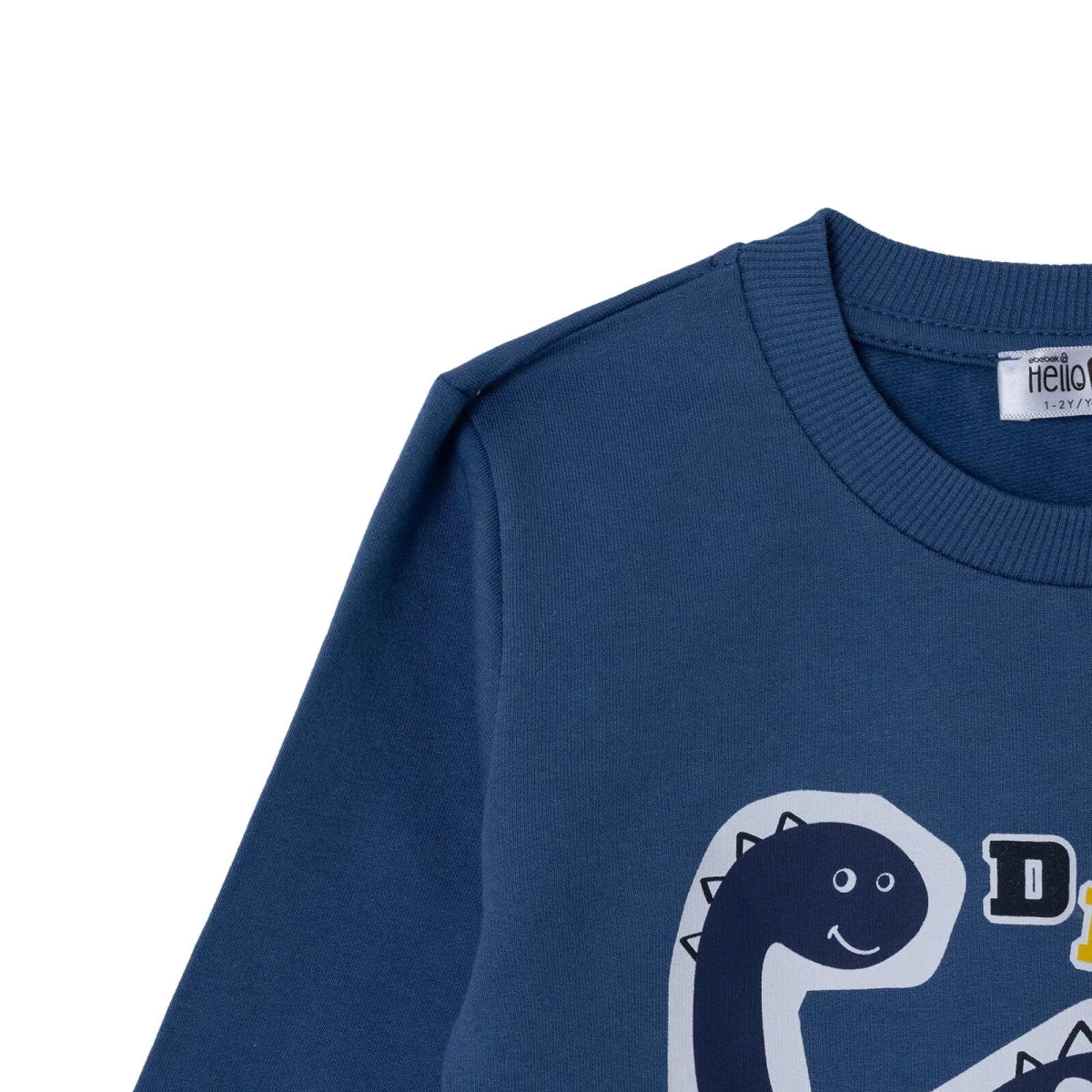 HelloBaby Dinosaur Print Brushed Loopback Baby Sweatshirt (3-6 Months to 4-5 Years) Indigo - ebebek