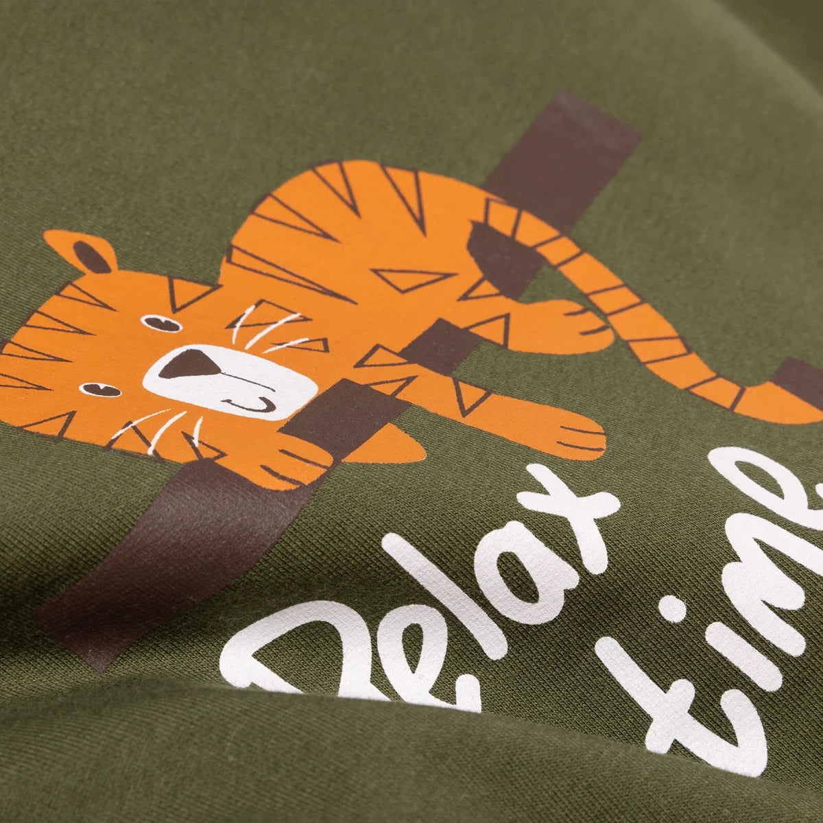 HelloBaby Tiger Print Brushed Loopback Baby Sweatshirt (3-6 Months to 4-5 Years) Khaki - ebebek