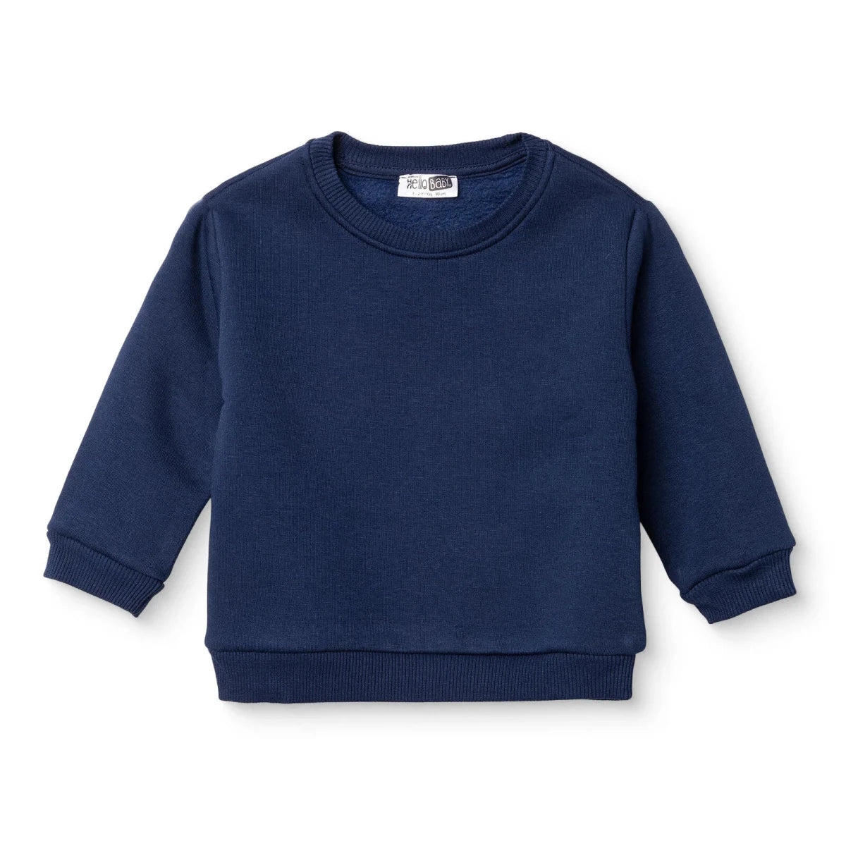 HelloBaby Brushed Back Sweat Baby Sweatshirt (3-6 Months to 4-5 Years) Navy Blue - ebebek