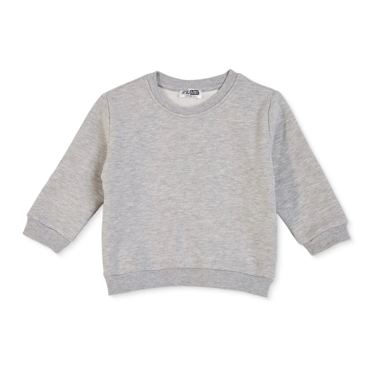 HelloBaby Sweat Fabric Baby Sweatshirt (3-6 Months to 4-5 Years) Grey Melange - ebebek