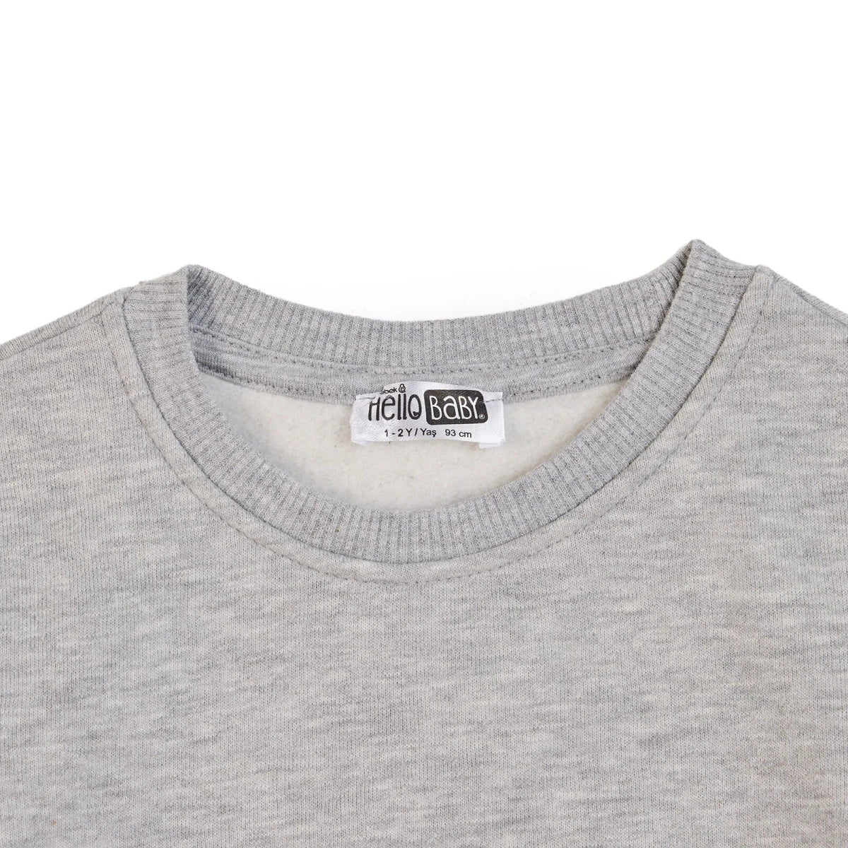 HelloBaby Sweat Fabric Baby Sweatshirt (3-6 Months to 4-5 Years) Grey Melange - ebebek