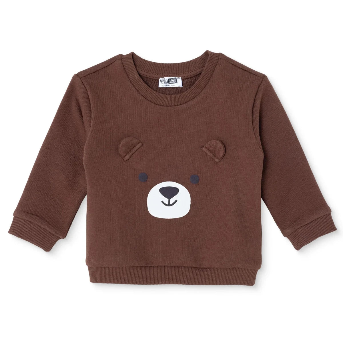 HelloBaby Bear Print Brushed Back Sweat Baby Sweatshirt (6-9 Months to 4-5 Years) Brown - ebebek