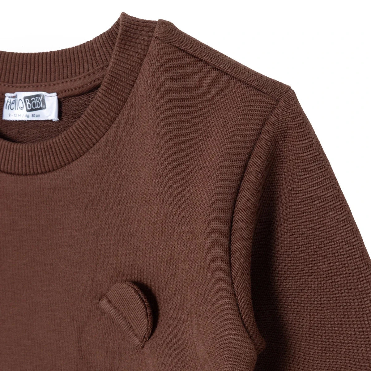 HelloBaby Bear Print Brushed Back Sweat Baby Sweatshirt (6-9 Months to 4-5 Years) Brown - ebebek