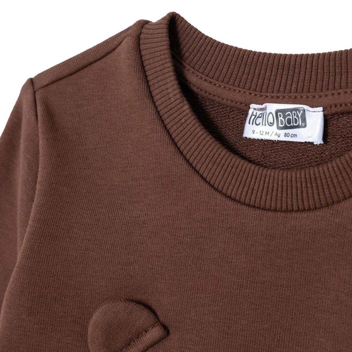 HelloBaby Bear Print Brushed Back Sweat Baby Sweatshirt (6-9 Months to 4-5 Years) Brown - ebebek